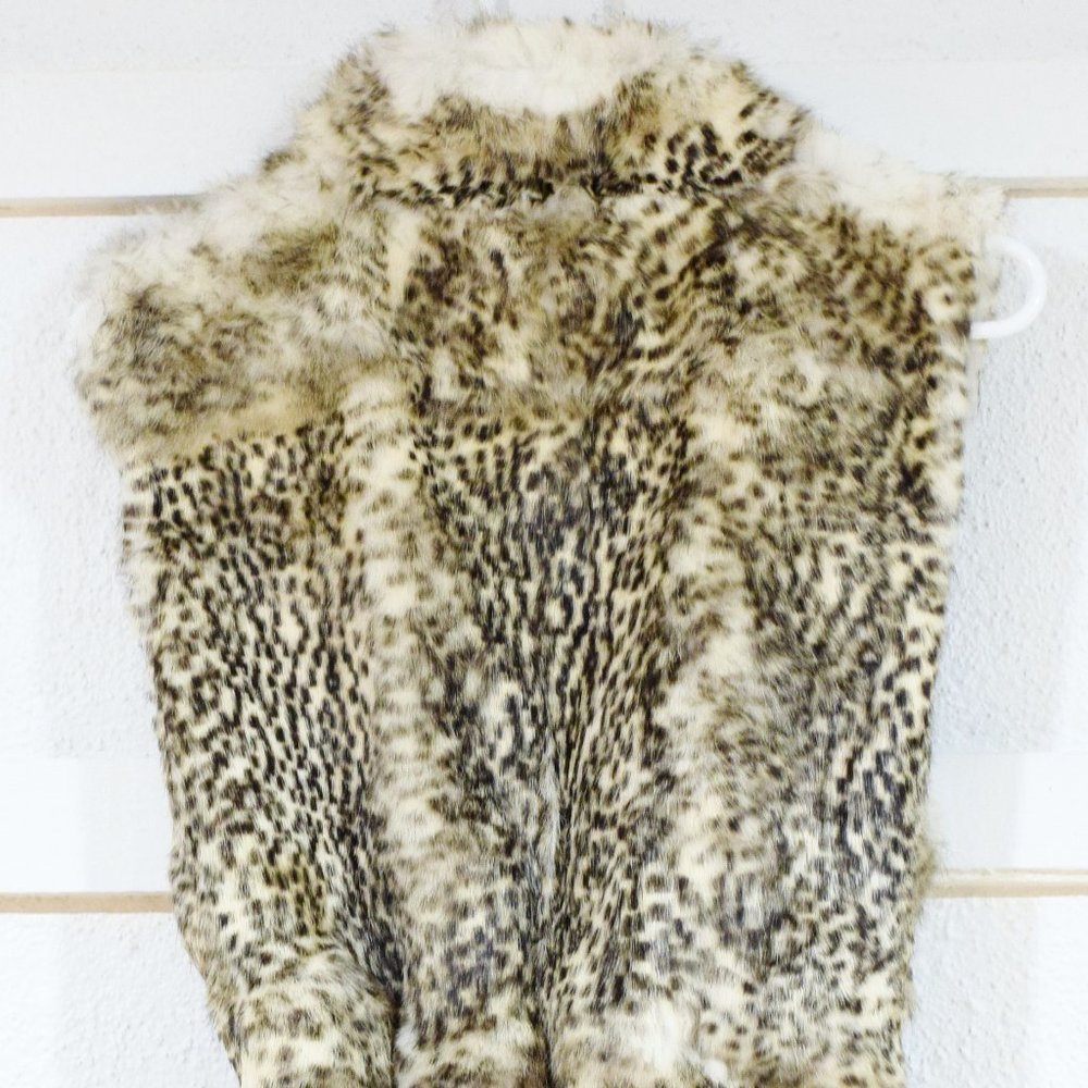 EXPRESS Vintage Genuine Rabbit Fur Vest with Leather Belt | Size M - Picture 6 of 7